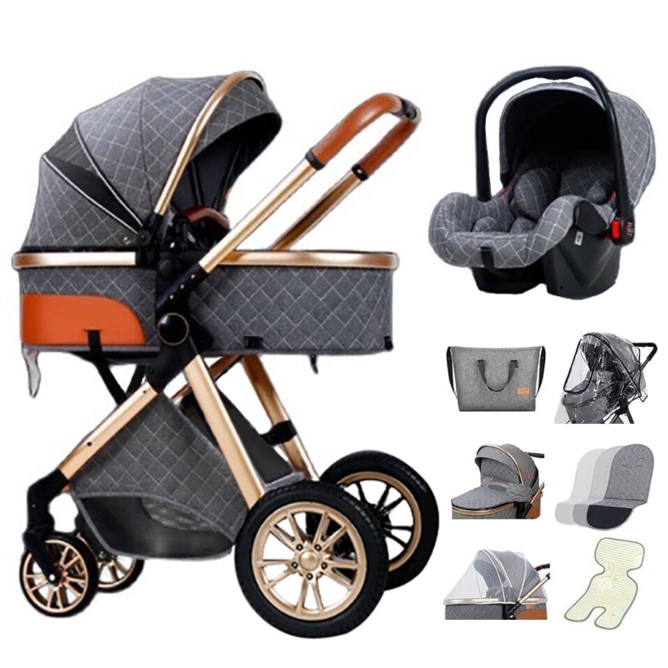 Poussette 3 en 1 Bébé – Siège Pivotant, Suspension 4 Roues, CE & NF, 15 kg, 0-3 Ans | TrioNest™