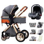 Poussette 3 en 1 Bébé – Siège Pivotant, Suspension 4 Roues, CE & NF, 15 kg, 0-3 Ans | TrioNest™