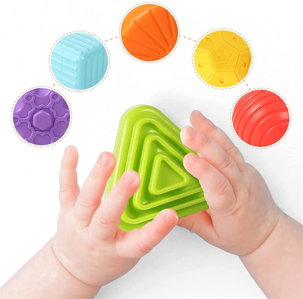 Jouet de Tri Sensoriel Montessori – ABS Non Toxique, Blocs Formes Couleurs, 14x14 cm | TrioNest™