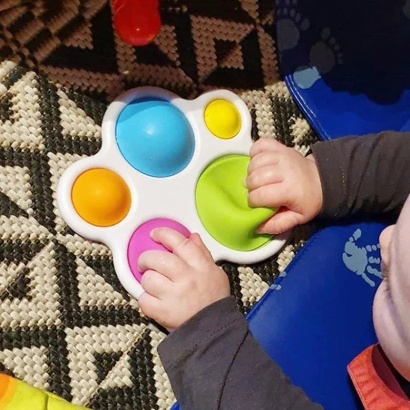 Jouet Sensoriel à Bulles de Poussée Montessori – 5 Bulles Silicone, Motricité Fine | TrioNest™