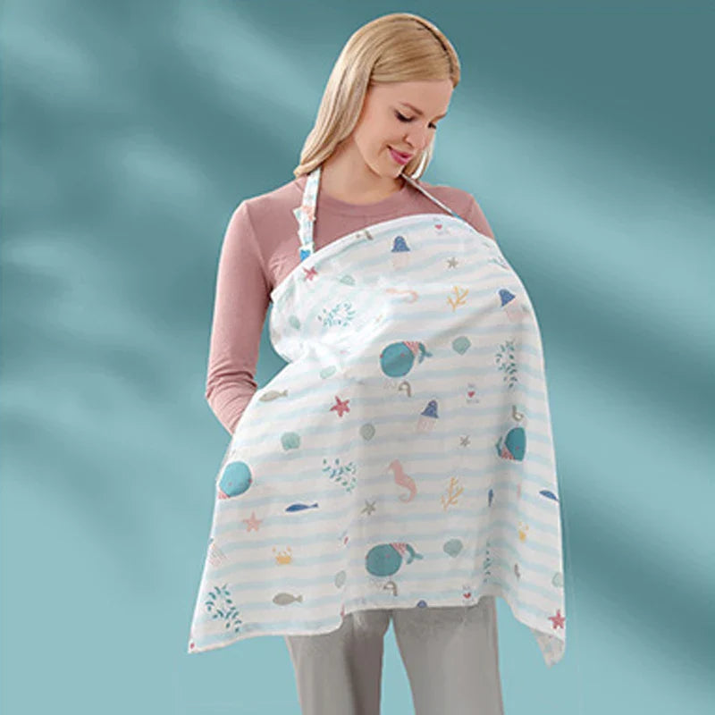 Couverture d'Allaitement Extérieure – Cape 100% Coton Respirant, Discrète en Public, Contact Visuel Bébé | TrioNest™