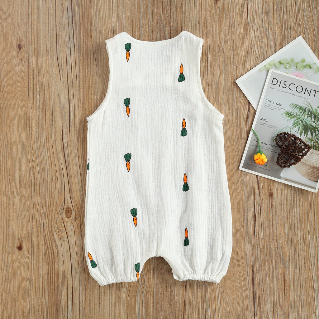 Barboteuse Bébé Sans Manches à Motifs – Coton & Lin, Fermeture Pression, 0-24 Mois, Cadeau Naissance | PrintSnap by TrioNest™ mon adorable bebe