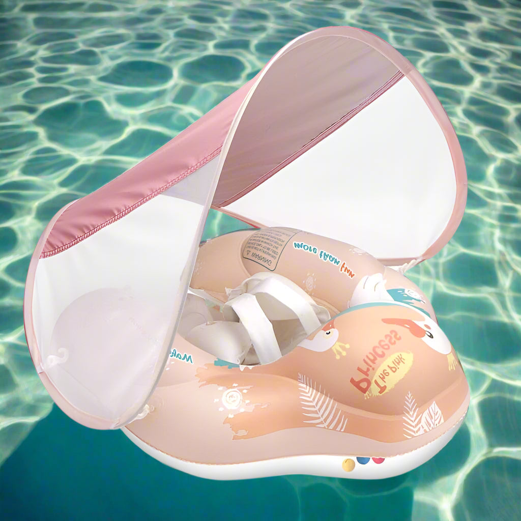 Bouée Gonflable à Ombrelle Anti-UV pour Bébé – 5 Points d'Attache, Pliable, 3 Mois-6 Ans, Piscine & Mer | Sunsplash by TrioNest™ mon adorable bebe