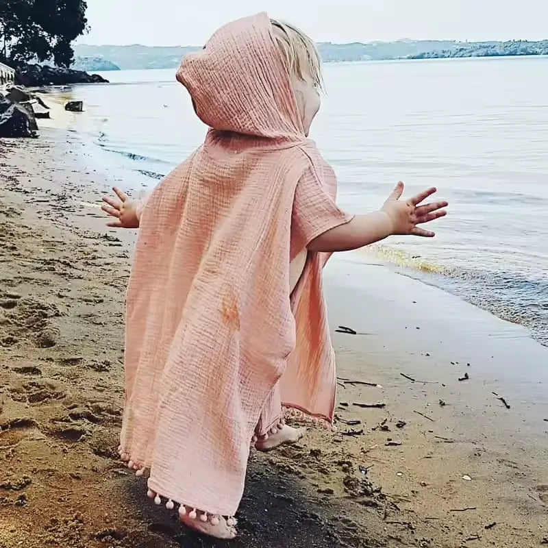 Serviette de Plage Enfants à Capuche – Coton & Lin Bio, Séchage Rapide, Anti-Sel, 0-4 Ans | BeachCape by TrioNest™