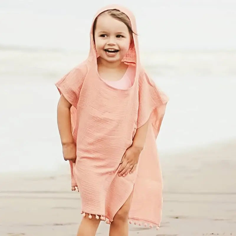 Serviette de Plage Enfants à Capuche – Coton & Lin Bio, Séchage Rapide, Anti-Sel, 0-4 Ans | BeachCape by TrioNest™