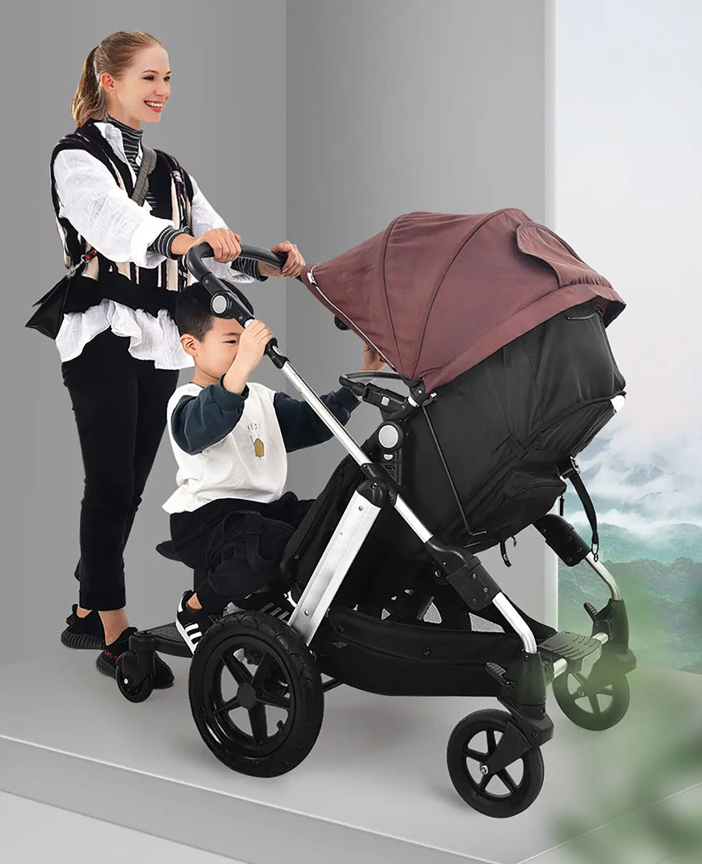 Adaptateur Universel Poussette 2e Enfant – Marchette, Siège & Planche Debout, Jusqu'à 25 kg | TrioNest™