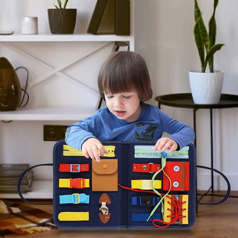 Tableau Sensoriel Montessori TrioNest™ SENSORIA™ | 10 Mini-Jeux, Motricité Fine, Anti-Stress | 6 Mois - 8 Ans | 9 Modèles