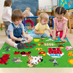 Tableau en Feutre Ferme Enfants – 75x105 cm, Réutilisable, Éveil Animaux, Sans Écran | TrioNest™