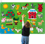 Tableau en Feutre Ferme Enfants – 75x105 cm, Réutilisable, Éveil Animaux, Sans Écran | TrioNest™