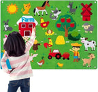 Tableau en Feutre Ferme Enfants – 75x105 cm, Réutilisable, Éveil Animaux, Sans Écran | TrioNest™