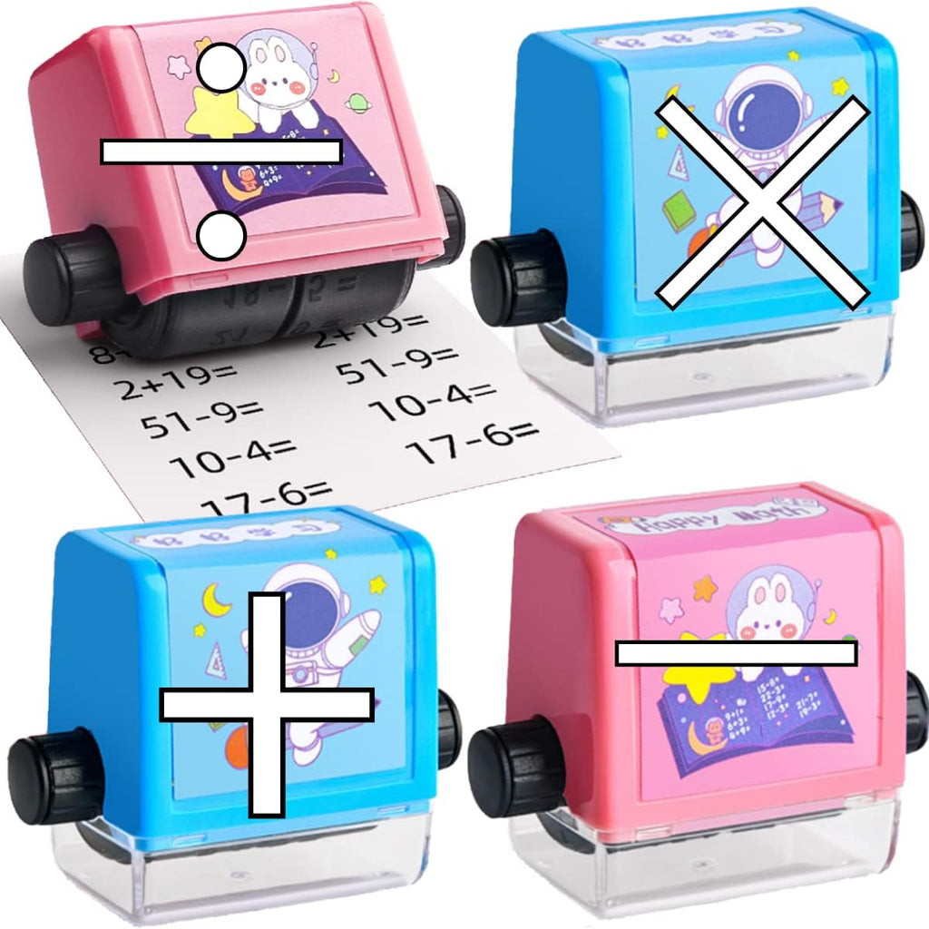Tampon à Rouleau Maths Enfants – Addition, Soustraction, Multiplication, Division, Encre Rechargeable | TrioNest™