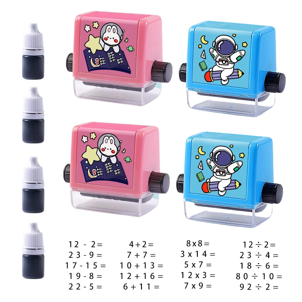 Tampon à Rouleau Maths Enfants – Addition, Soustraction, Multiplication, Division, Encre Rechargeable | TrioNest™