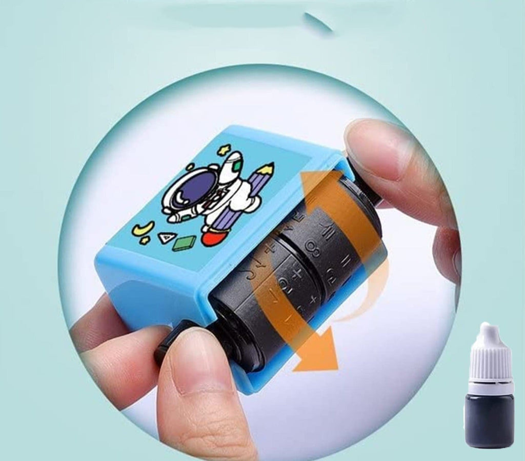 Tampon à Rouleau Maths Enfants – Addition, Soustraction, Multiplication, Division, Encre Rechargeable | TrioNest™