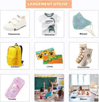 Tampon Personnalisé Bébé Prénom – Résistant Lavage, 4 Motifs, Encre Imperméable, Crèche & École | TrioNest™