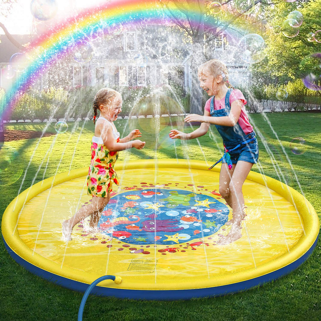Tapis Jet d’Eau pour Enfants TrioNest™ | 170 cm | Motifs Animaux | Jeu d’Été Extérieur