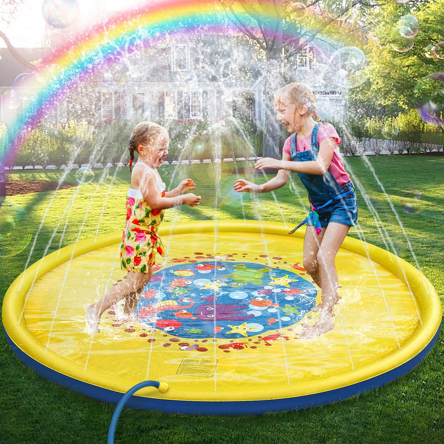 Tapis Jet d’Eau pour Enfants TrioNest™ | 170 cm | Motifs Animaux | Jeu d’Été Extérieur
