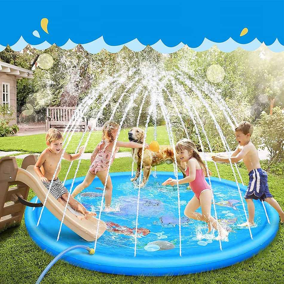 Tapis Jet d’Eau pour Enfants TrioNest™ | 170 cm | Motifs Animaux | Jeu d’Été Extérieur