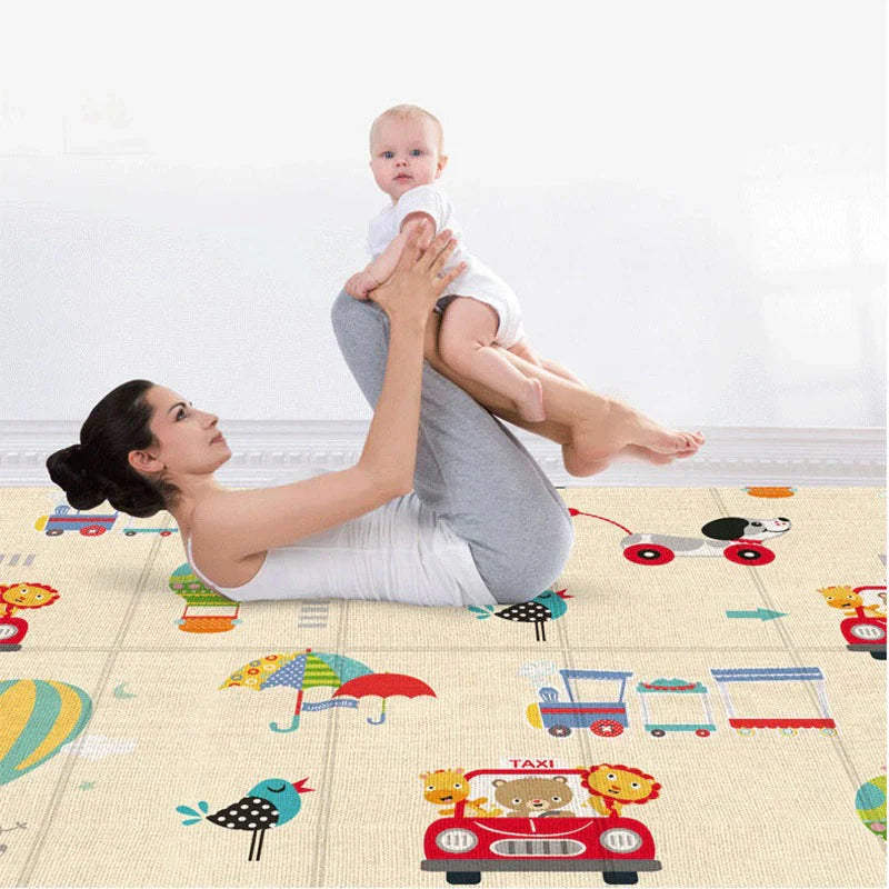 Tapis d'Éveil Montessori pour Bébé – Rembourrage Épais, Pliable en 3s, Lavable Machine, Imperméable | MonteSoft by TrioNest™