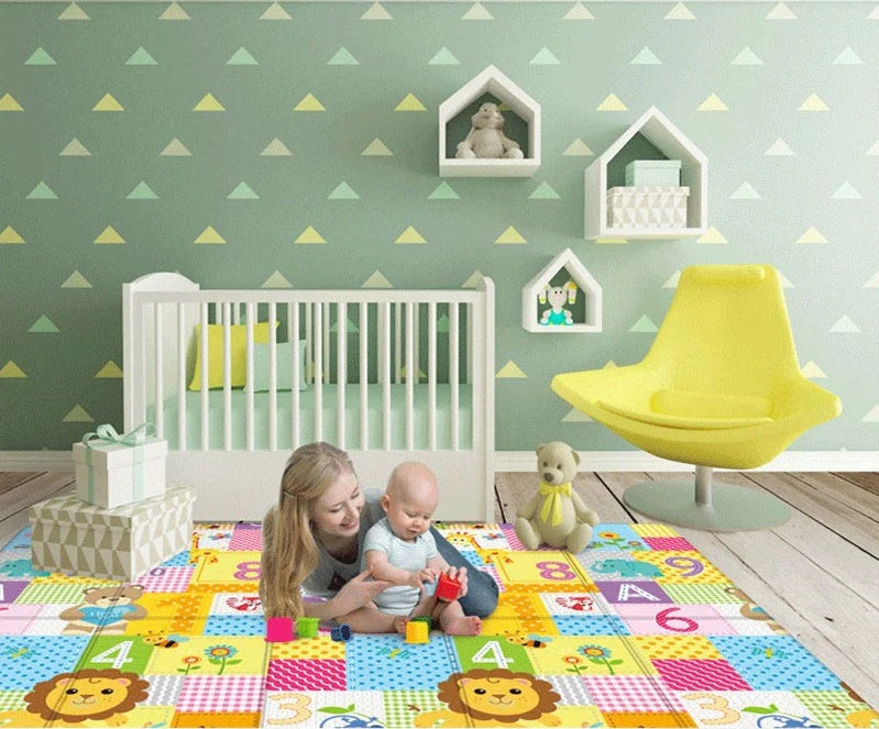 Tapis d'Éveil Montessori pour Bébé – Rembourrage Épais, Pliable en 3s, Lavable Machine, Imperméable | MonteSoft by TrioNest™