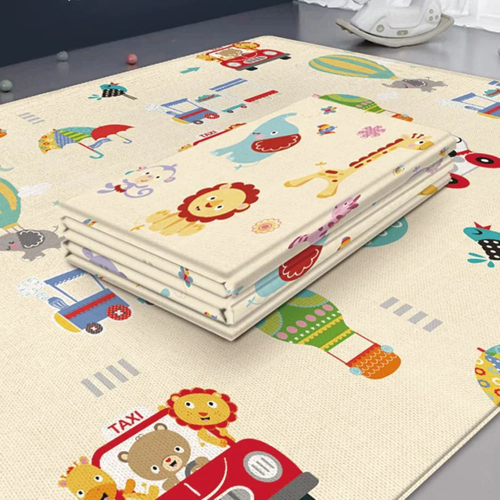 Tapis d'Éveil Montessori pour Bébé – Rembourrage Épais, Pliable en 3s, Lavable Machine, Imperméable | MonteSoft by TrioNest™