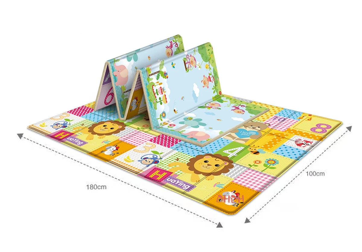 Tapis d'Éveil Montessori pour Bébé – Rembourrage Épais, Pliable en 3s, Lavable Machine, Imperméable | MonteSoft by TrioNest™