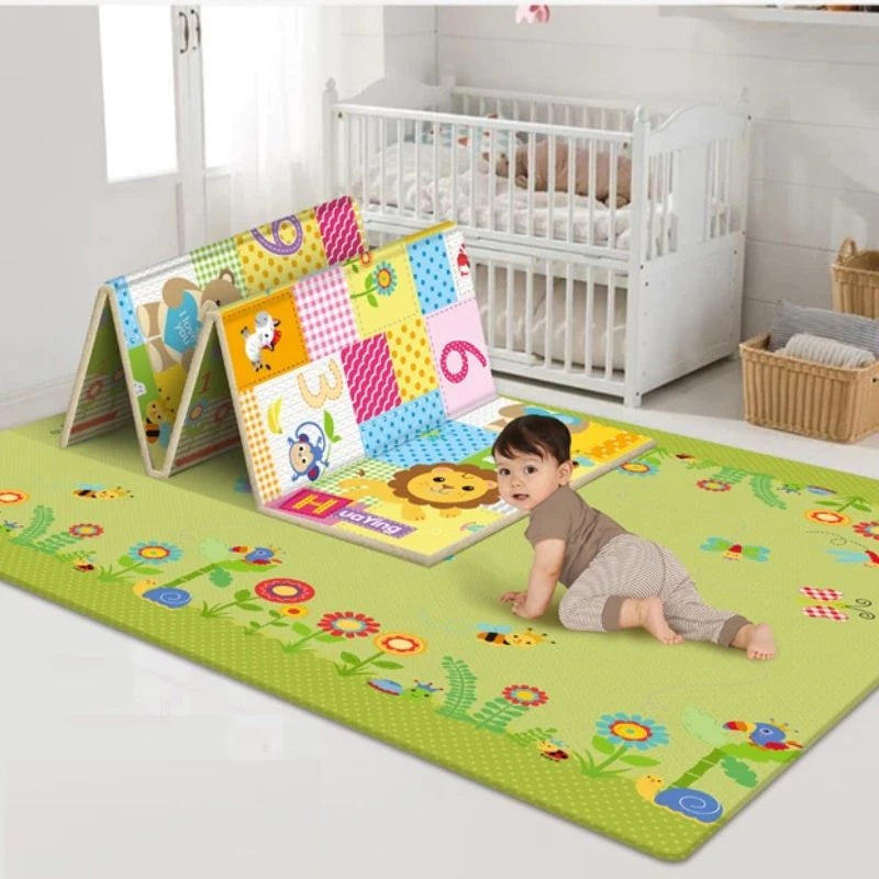 Tapis d'Éveil Montessori pour Bébé – Rembourrage Épais, Pliable en 3s, Lavable Machine, Imperméable | MonteSoft by TrioNest™