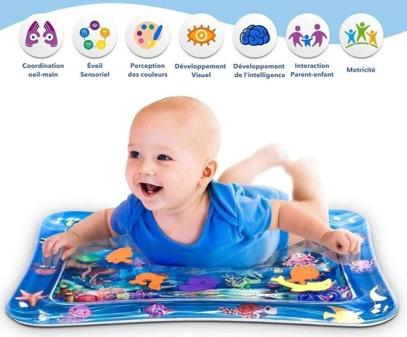 Tapis d'Éveil Sensoriel à Eau pour Bébé – PVC Sans BPA, Motricité Fine, Coordination, Jouets Colorés | AquaEveil by TrioNest™