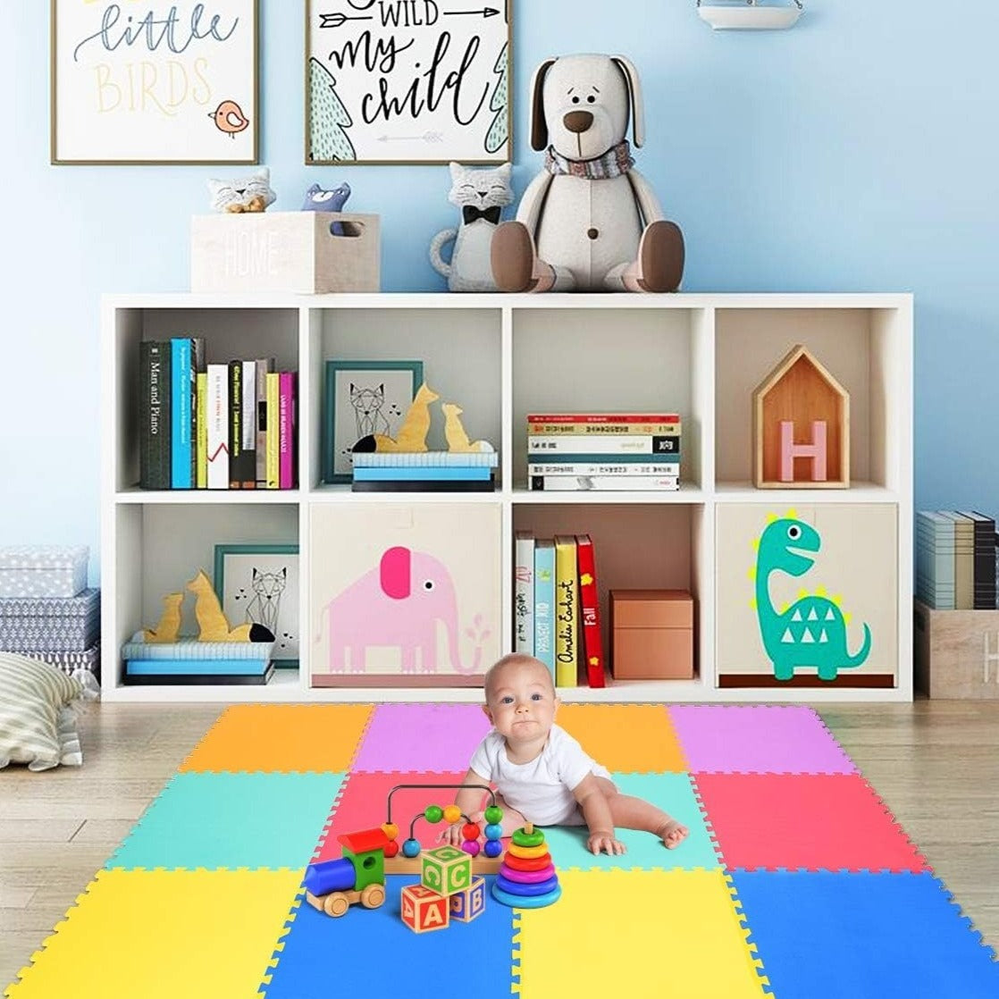 Tapis de Jeu Puzzle Mousse pour Bébé – Haute Densité, Antidérapant, Résistant à l'Eau, Motifs Colorés | PuzzleSoft by TrioNest™