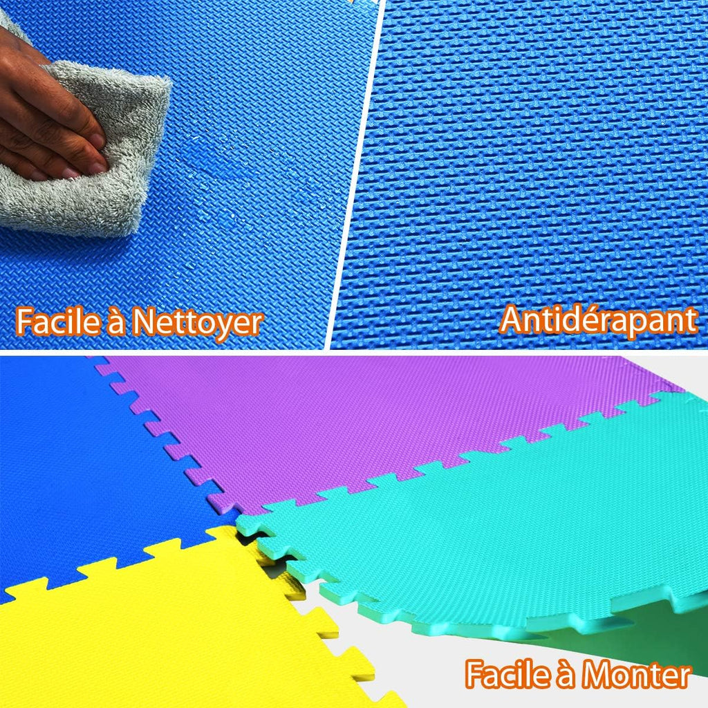 Tapis de Jeu Puzzle Mousse pour Bébé – Haute Densité, Antidérapant, Résistant à l'Eau, Motifs Colorés | PuzzleSoft by TrioNest™