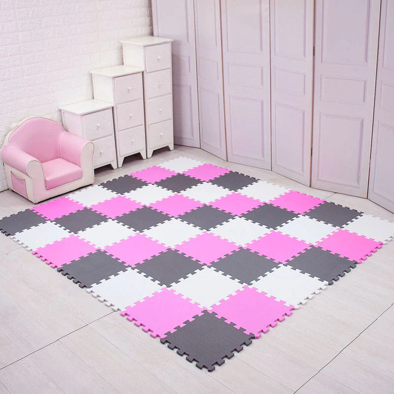 Tapis de Jeu Puzzle Mousse pour Bébé – Haute Densité, Antidérapant, Résistant à l'Eau, Motifs Colorés | PuzzleSoft by TrioNest™