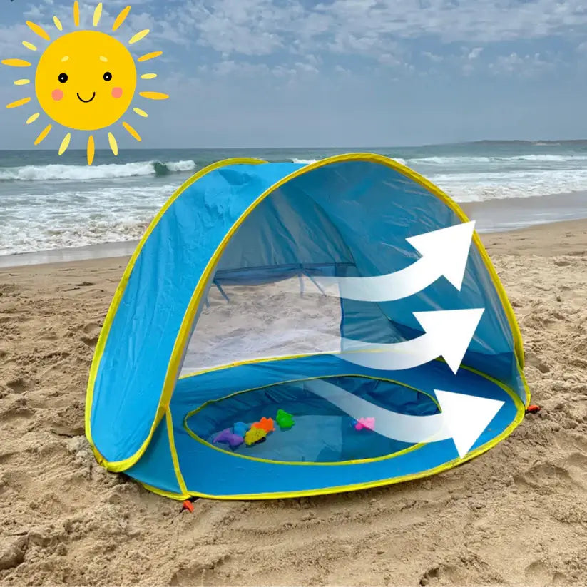 Tente de Plage Pliable Bébé SunNest™ – Anti-UV FPS 50+, Piscine Intégrée & Pop-Up 3 Secondes 0-12 Ans | TrioNest™