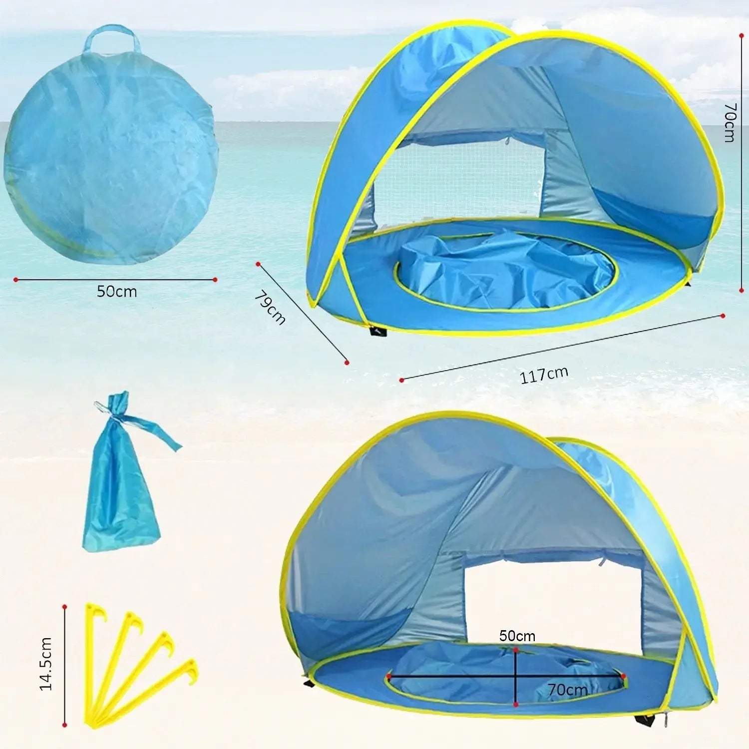 tente de plage bebe Tente de Plage Pliable Bébé SunNest™ – Anti-UV FPS 50+, Piscine Intégr – TrioNest™