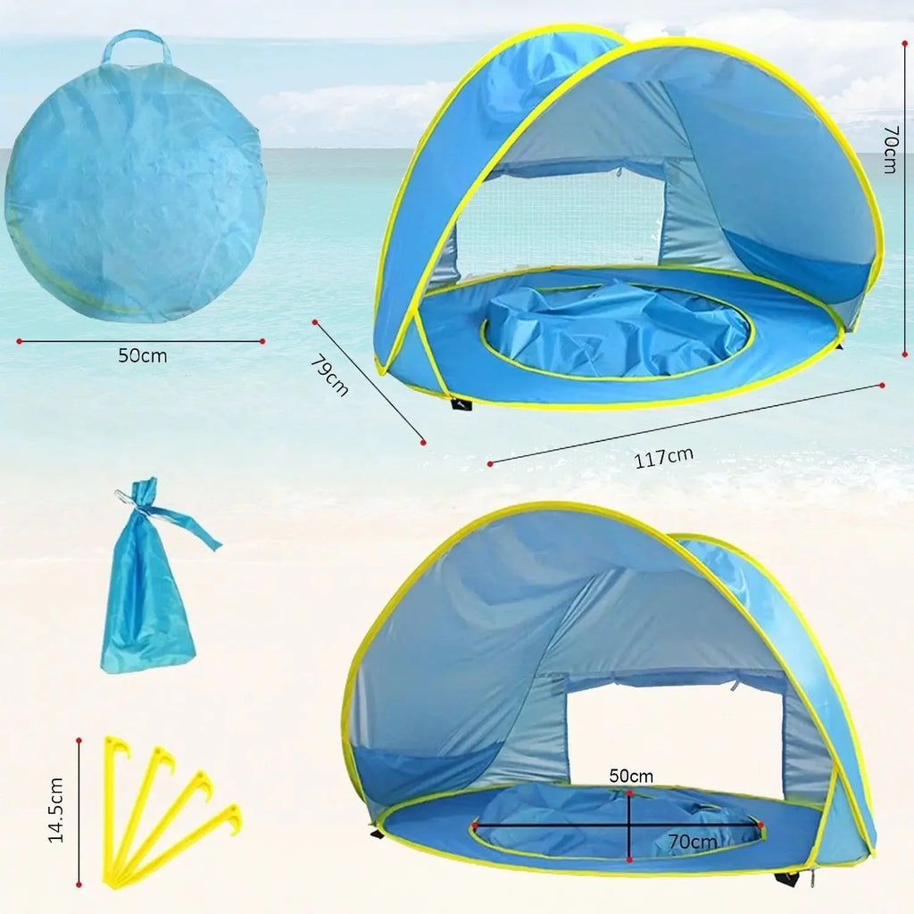 Tente de Plage Pliable Bébé SunNest™ – Anti-UV FPS 50+, Piscine Intégrée & Pop-Up 3 Secondes 0-12 Ans | TrioNest™