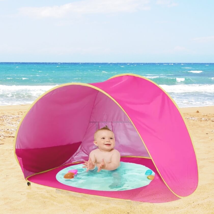 Tente de Plage Pliable Bébé SunNest™ – Anti-UV FPS 50+, Piscine Intégrée & Pop-Up 3 Secondes 0-12 Ans | TrioNest™