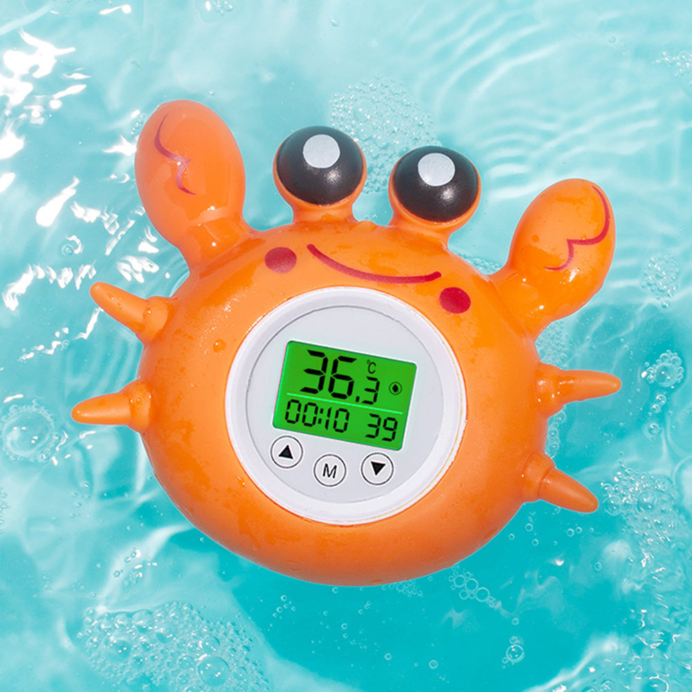 Thermomètre de Bain Bébé Crabe – LED 3 Couleurs, Alarme Sonore, Minuterie, Température Eau & Pièce, Sans BPA | TrioNest™