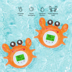 Thermomètre de Bain Bébé Crabe – LED 3 Couleurs, Alarme Sonore, Minuterie, Température Eau & Pièce, Sans BPA | TrioNest™
