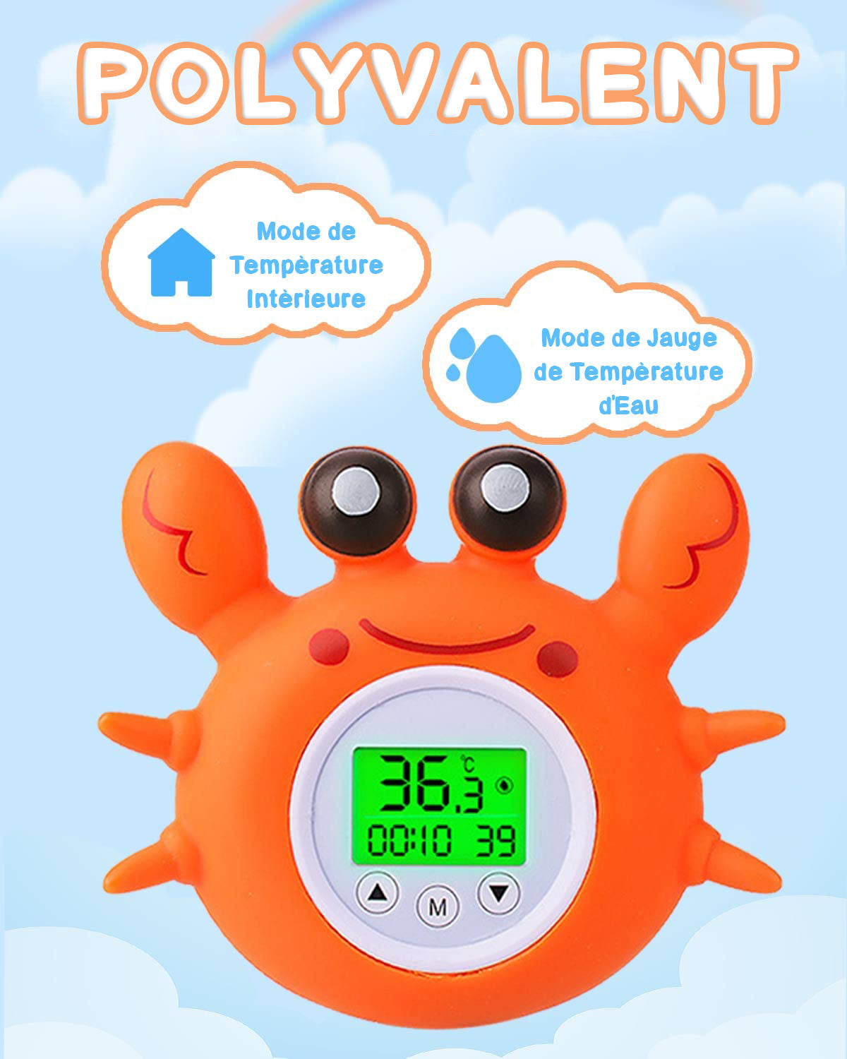 Pack Bain Bébé 3-en-1 – Fleur Lotus, Cape Polaire Corail Motif Animal & Thermomètre Crabe | TrioNest™