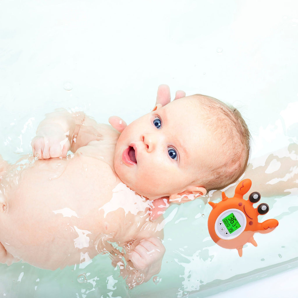 Pack Bain Bébé 3-en-1 – Fleur Lotus, Cape Polaire Corail Motif Animal & Thermomètre Crabe | TrioNest™