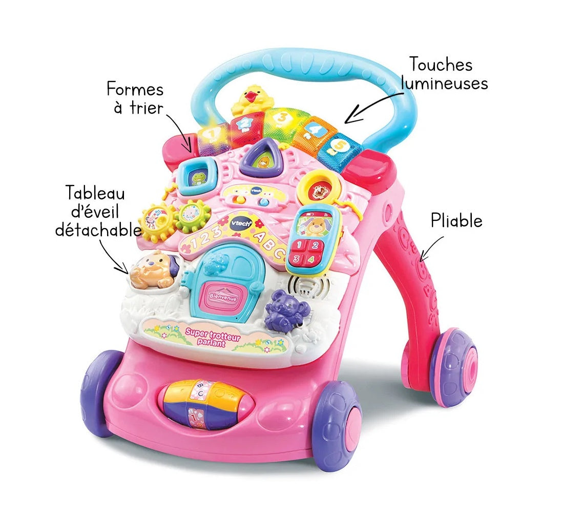 Trotteur Pousse Pousse Bébé 2 en 1 – Tableau Éveil, Piano, +100 Chansons, Premiers Pas Sécurisés | TrioNest™