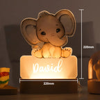 Veilleuse Bébé Personnalisée Motifs Animaux – Hologramme 3D, Socle Bois, USB | TrioNest™
