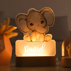 Veilleuse Bébé Personnalisée Motifs Animaux – Hologramme 3D, Socle Bois, USB | TrioNest™