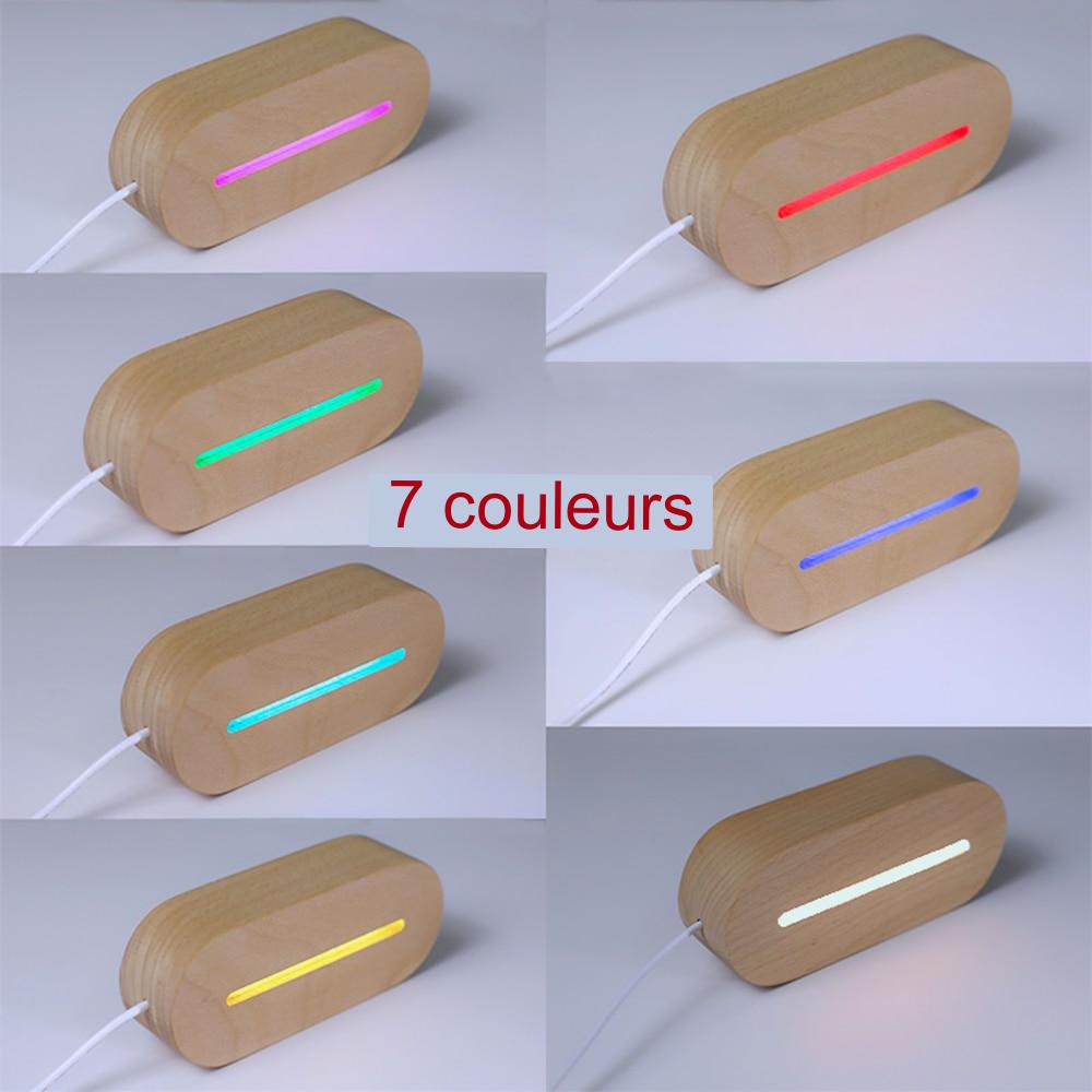 Veilleuse Bébé Personnalisée Motifs Animaux – Hologramme 3D, Socle Bois, USB | TrioNest™