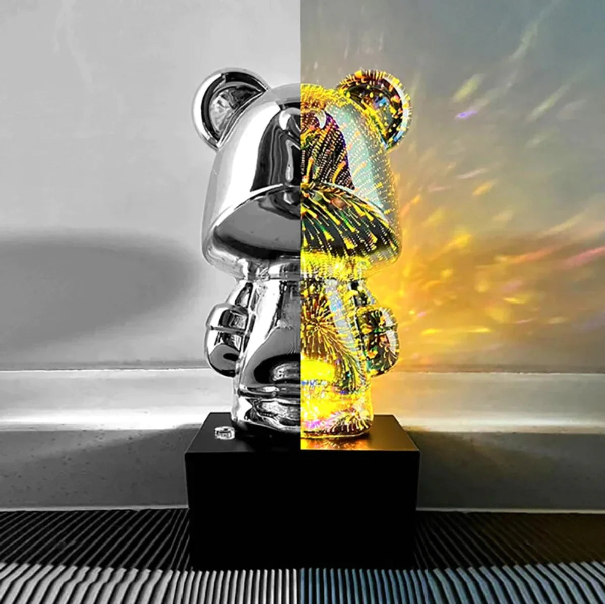 Veilleuse Ours en Verre Feux d'Artifice 3D – 7 Couleurs LED, Cadeau Magique Enfant & Déco | TrioNest™