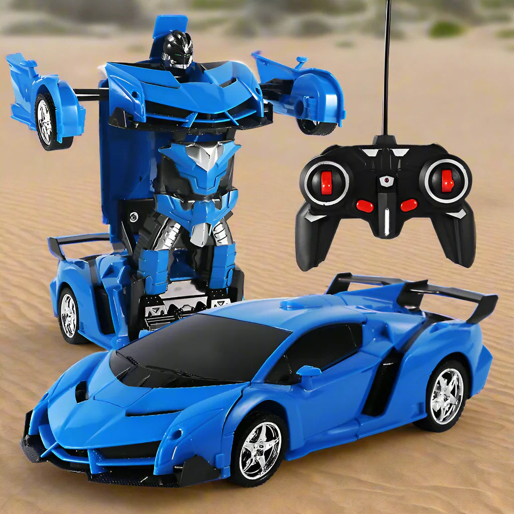 Voiture Télécommandée 2-en-1 Transformable Robot TrioNest™ ROBOSPORT™ | LED Bleues, 4 Canaux, Portée 20m | Dès 3 Ans
