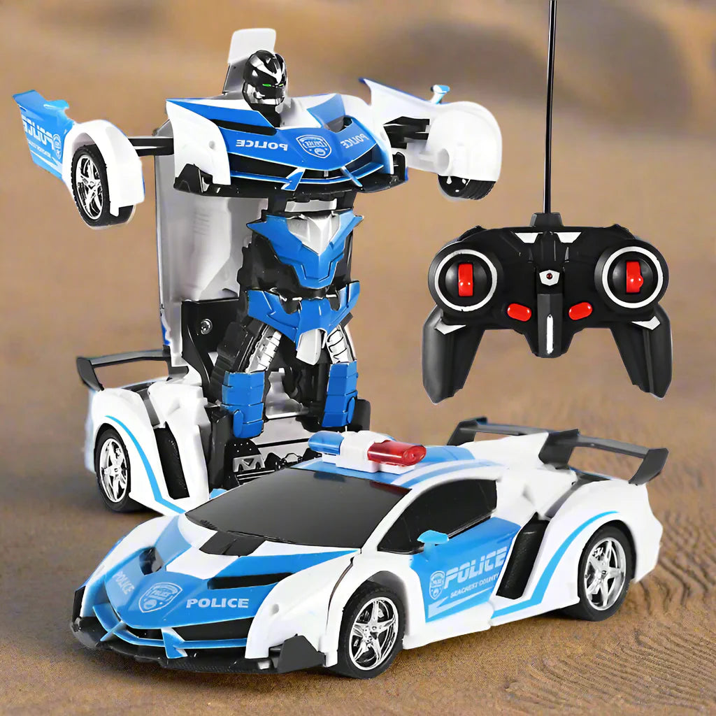 Voiture Télécommandée 2-en-1 Transformable Robot TrioNest™ ROBOSPORT™ | LED Bleues, 4 Canaux, Portée 20m | Dès 3 Ans