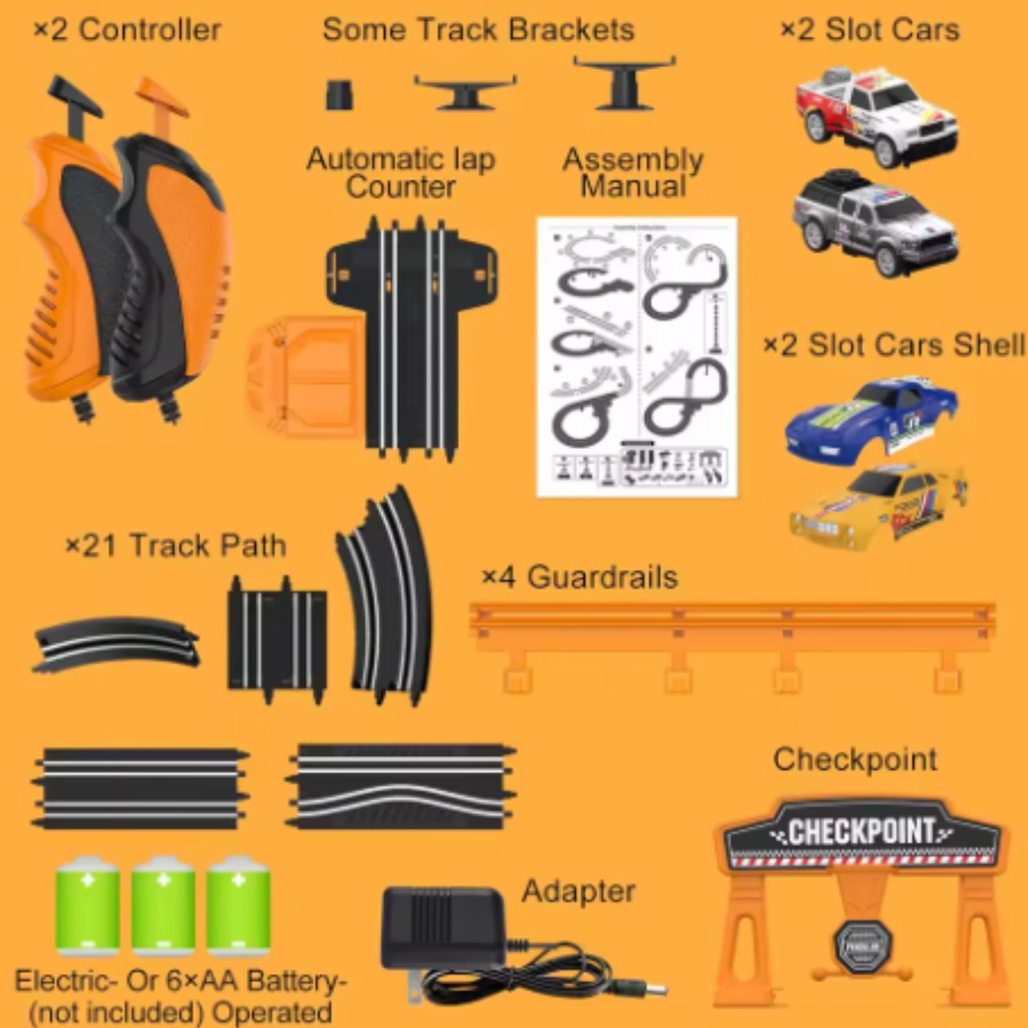 Circuit électrique Voiture 3D – Ponts, Rampes, 4 Joueurs, Modulable, CE/EN71, Dès 3 Ans | RaceTrack3D by TrioNest™