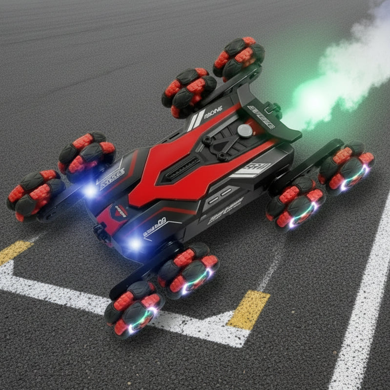 Voiture Télécommandée Roues Pivotantes 360° – Bras Articulés, Dérives Fumigènes, LED, 2,4 GHz, CE | PivotX by TrioNest™