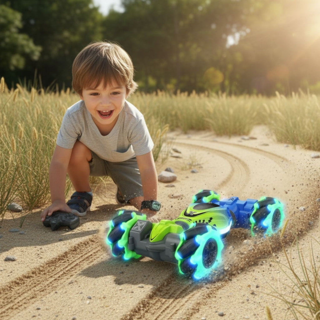 Voiture Télécommandée Haute-Vitesse – Tous Terrains, 360°, LED, 3 Batteries, Intérieur & Extérieur | TurboRacer by TrioNest™