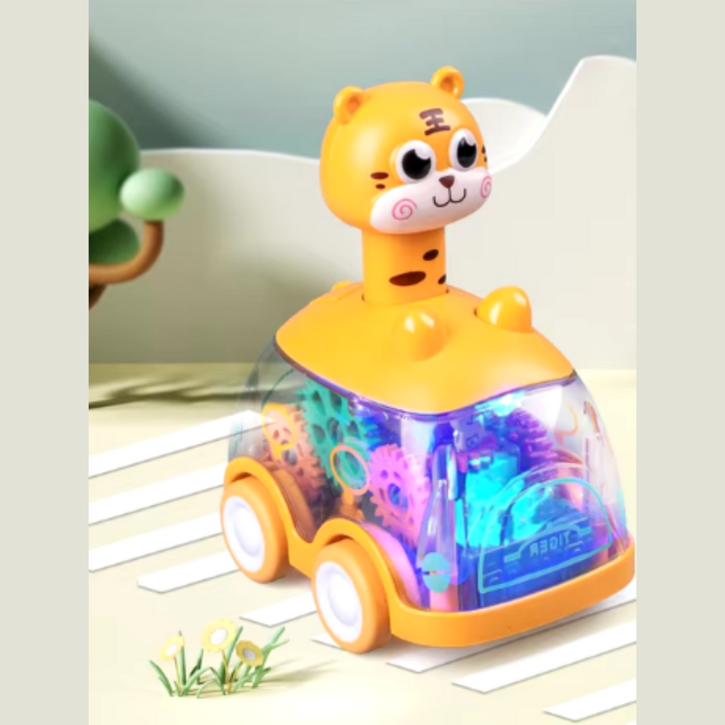 Voiture Lumineuse Bébé – Couleurs Changeantes, Veilleuse, Motifs Animaux, Stimule l'Imagination | GlowZoom by TrioNest™