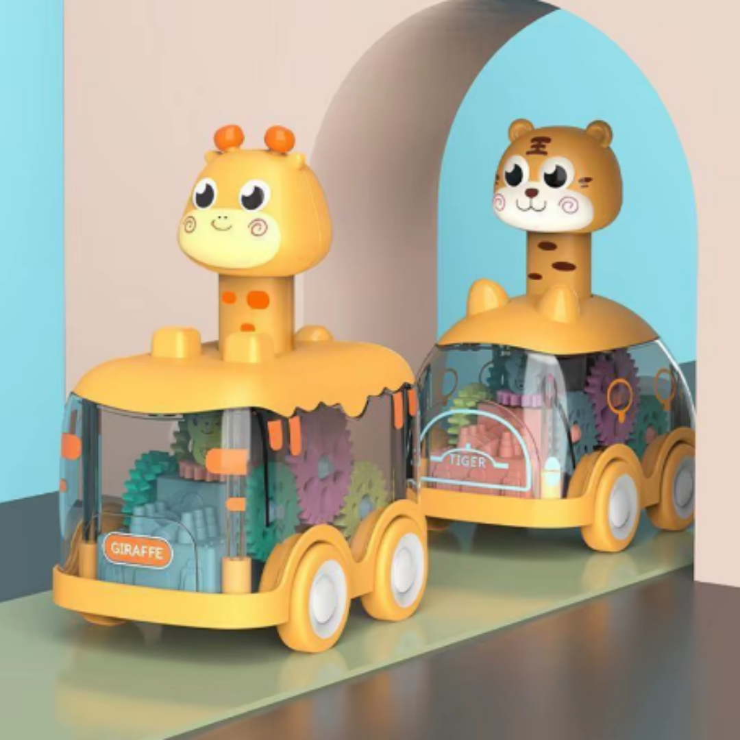 Voiture Lumineuse Bébé – Couleurs Changeantes, Veilleuse, Motifs Animaux, Stimule l'Imagination | GlowZoom by TrioNest™